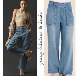 YFB‎ Young Fabulous & Broke Sadie soft wide leg denim look festival boho Medium
